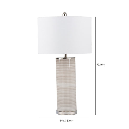 Grey & White Stripe Table Lamp